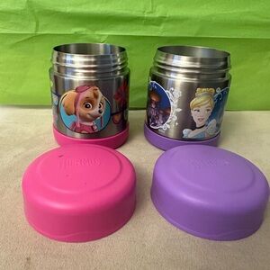 2 Thermos Kids Toy Food Jar - Pink and Purple  - 10oz size